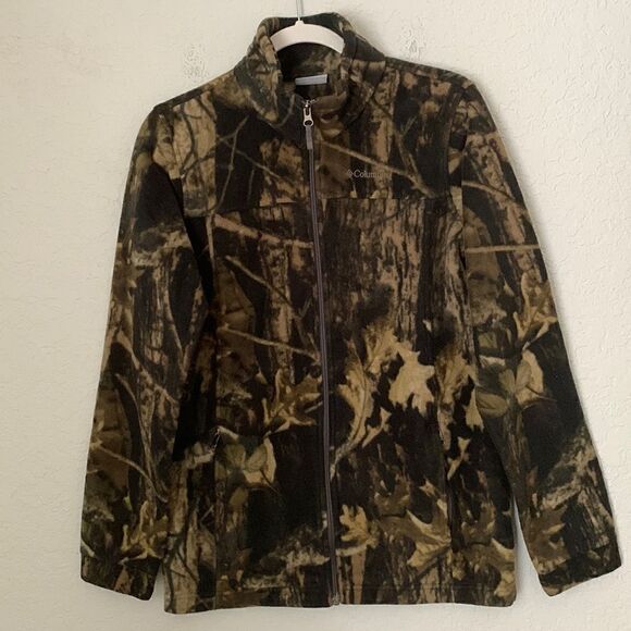 Columbia Camouflage Camo Print Fleece Zip Up Jacket Kids Size XL - Picture 1 of 11